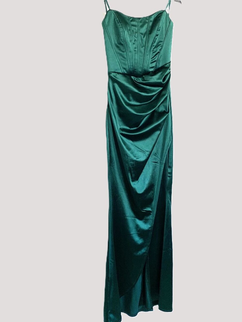 New Satin Green Women Strapless Evening Gown Dress Prom Wedding Elegant Size S